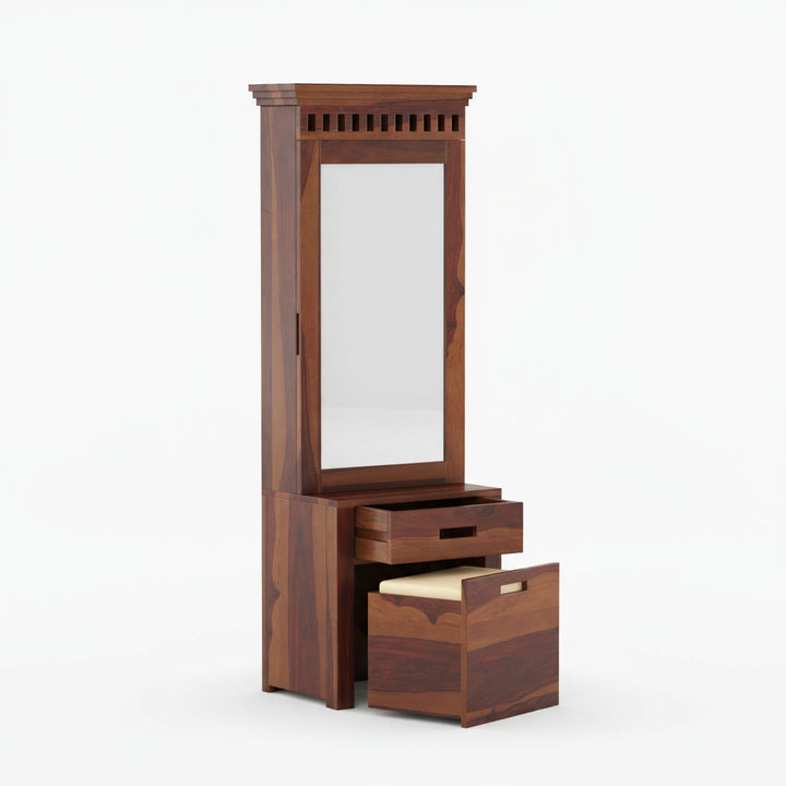 Fernanda sheesham wood dressing table with storage and seating