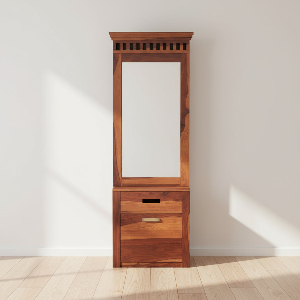 Fernanda sheesham wood dressing table with storage and seating