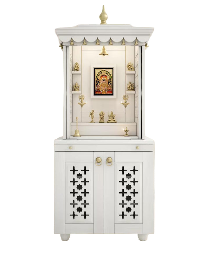 Galina Handcrafted Solid Wood Pooja Mandir for Home with Doors | Home Temple