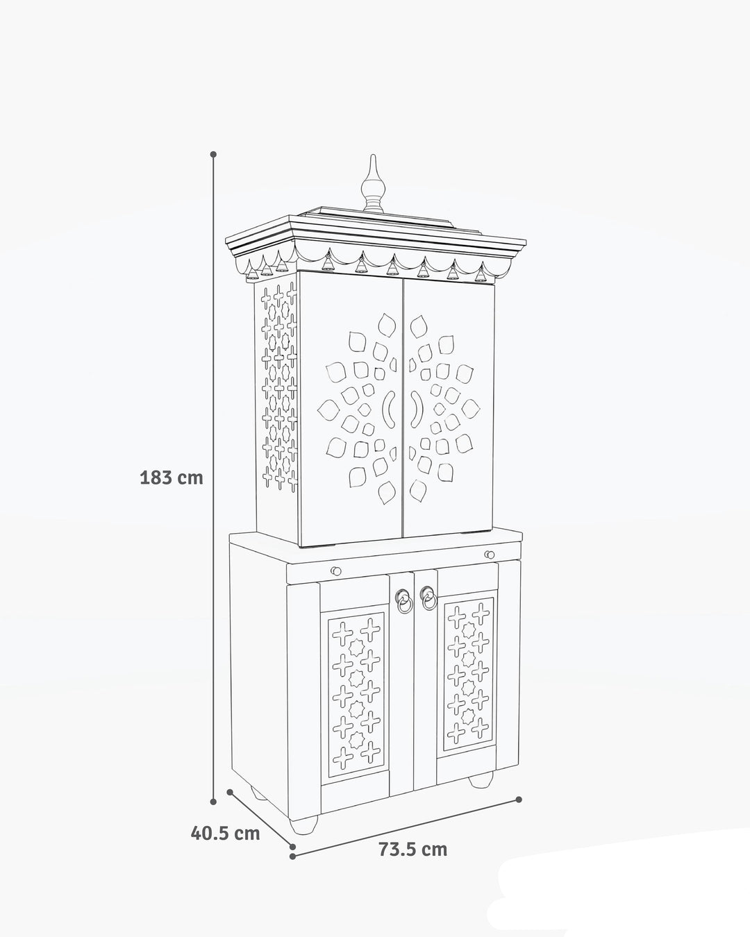 Galina Handcrafted Solid Wood Pooja Mandir for Home with Doors | Home Temple