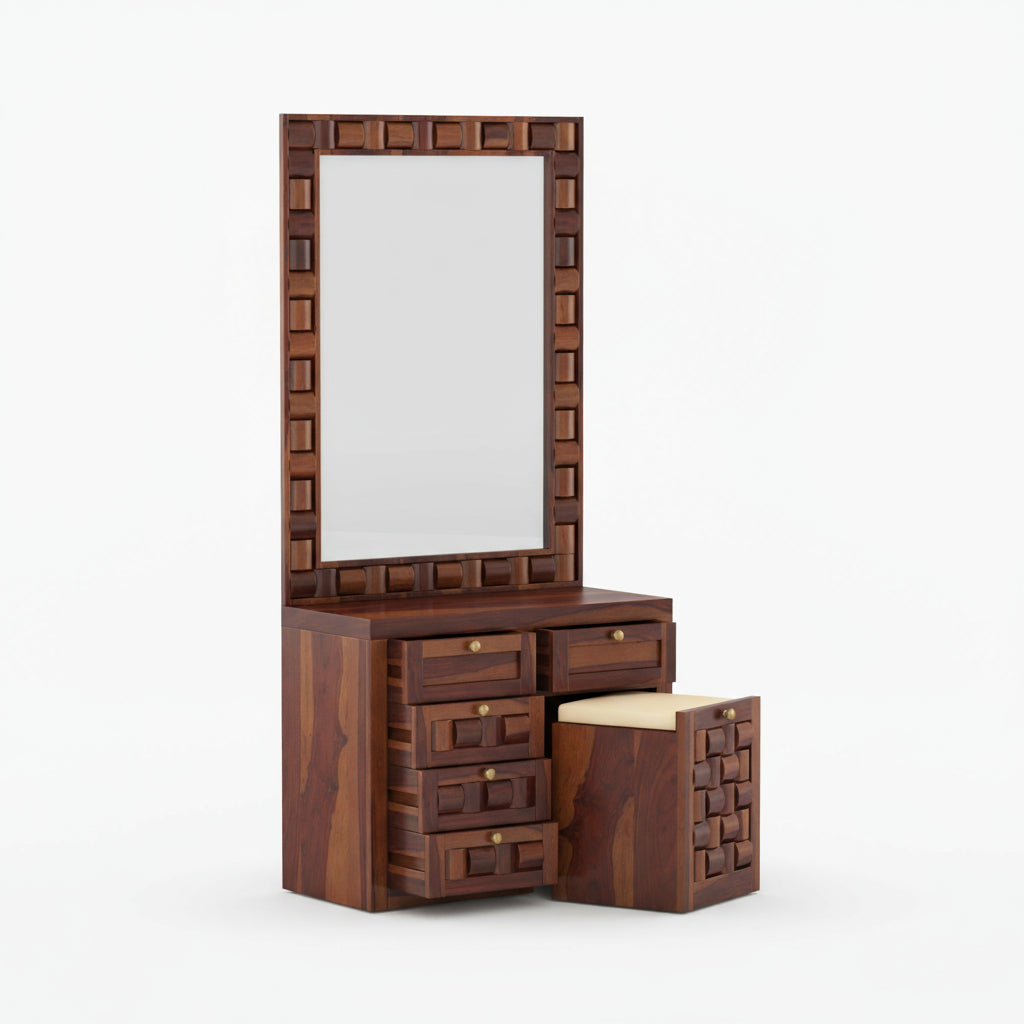 Ivanna sheesham wood dressing table with sitting