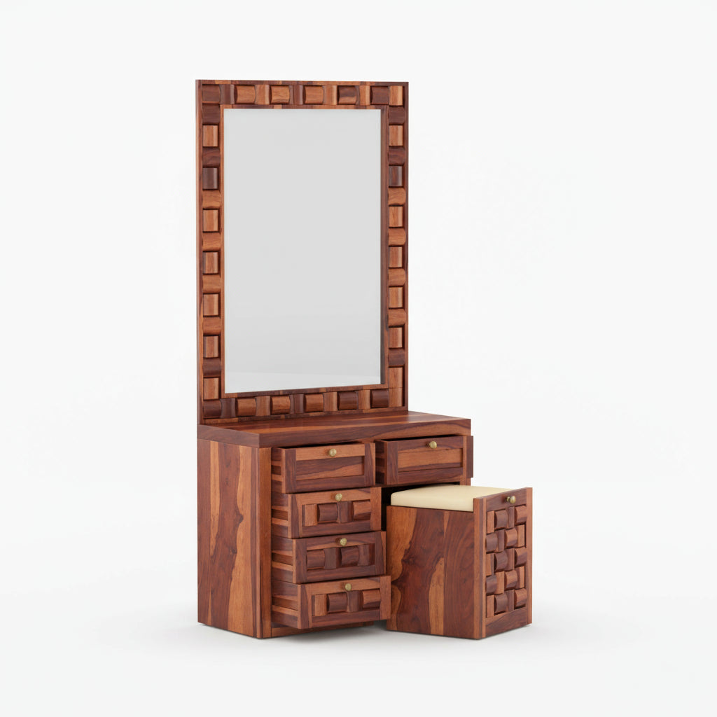 Ivanna sheesham wood dressing table with sitting