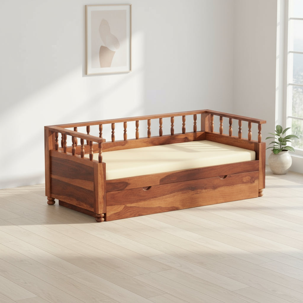 Jimena solid sheesham wood 3 seater with storage