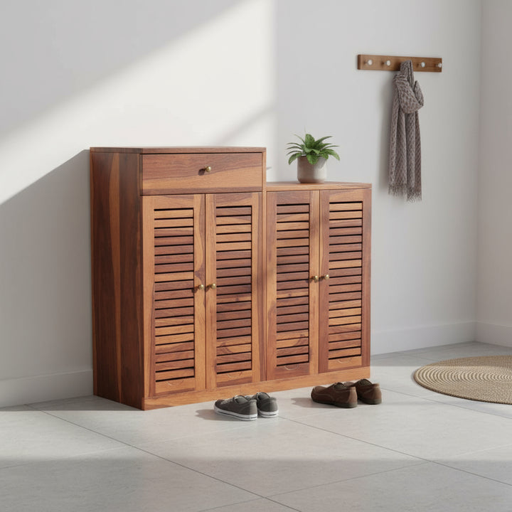 Macarena Sheesham Wood Shoe Rack with Door