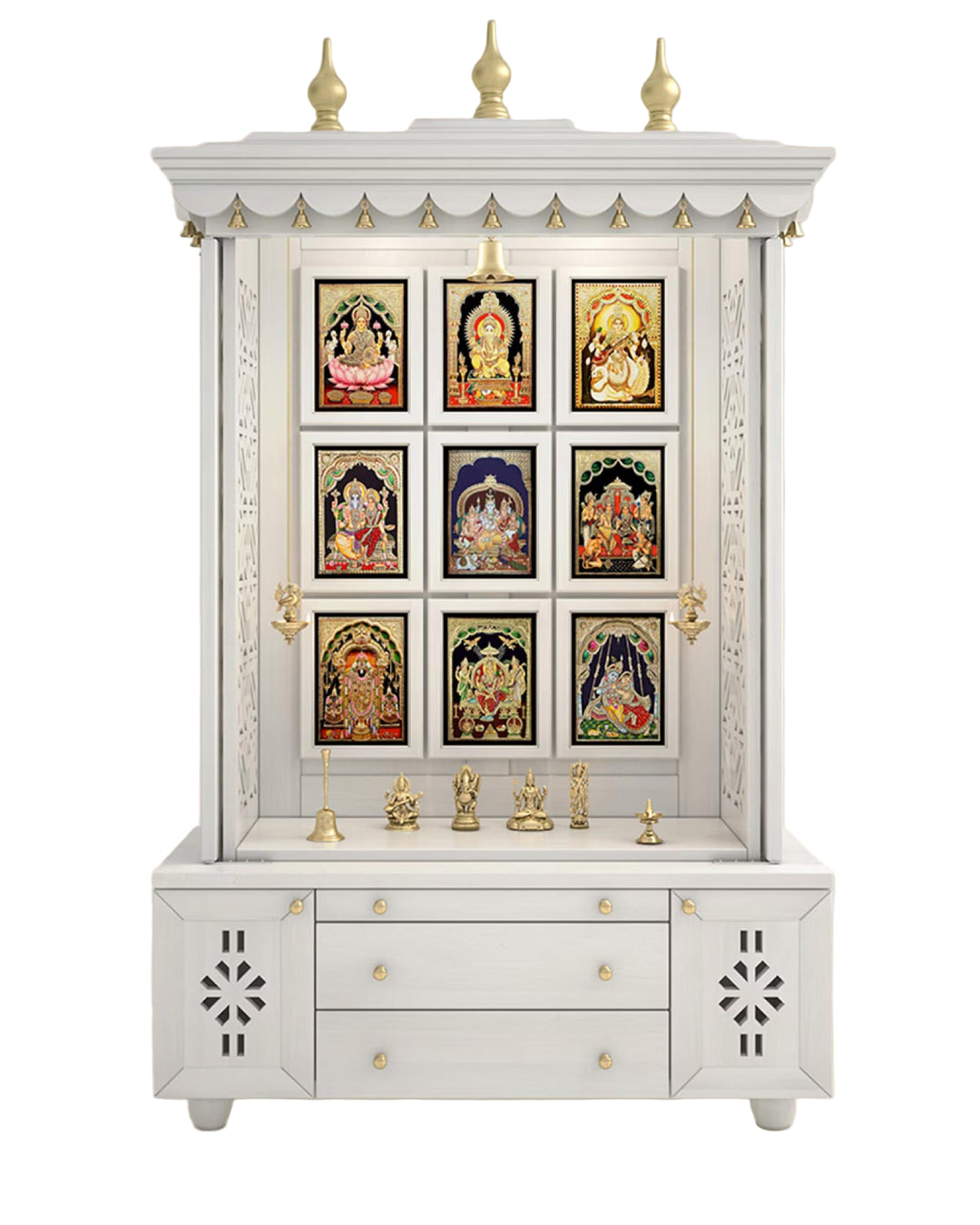 Marina Large Handcrafted Pooja Mandir for Home | Wooden Home Temple