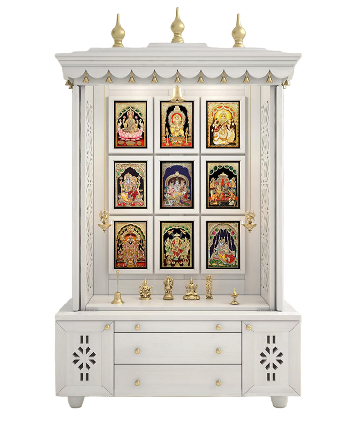 Marina Large Handcrafted Pooja Mandir for Home | Wooden Home Temple