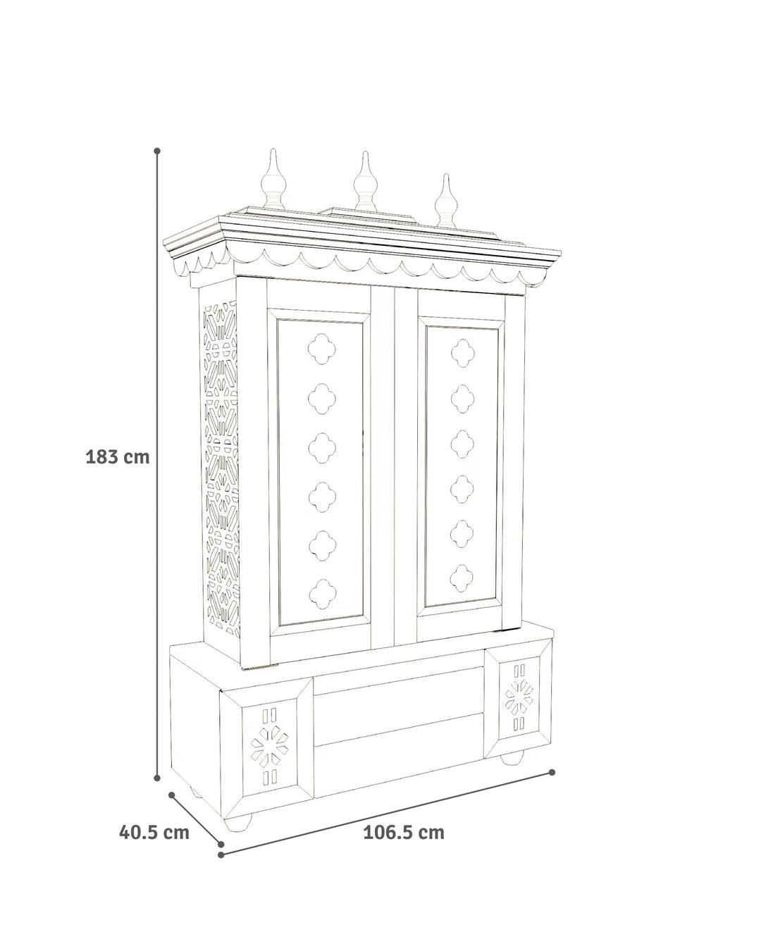 Marina Large Handcrafted Pooja Mandir for Home | Wooden Home Temple