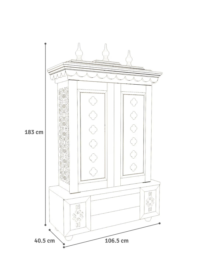 Marina Large Handcrafted Pooja Mandir for Home | Wooden Home Temple