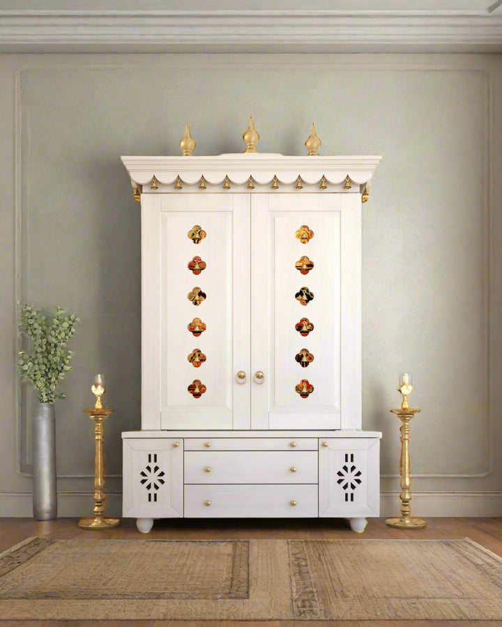 Marina Large Handcrafted Pooja Mandir for Home | Wooden Home Temple