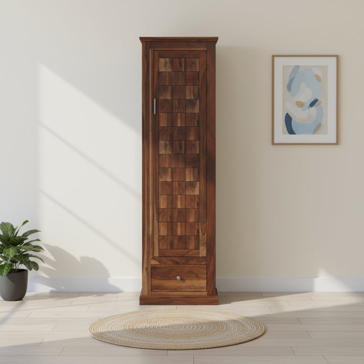 Natalia single door sheesham wood wardrobe
