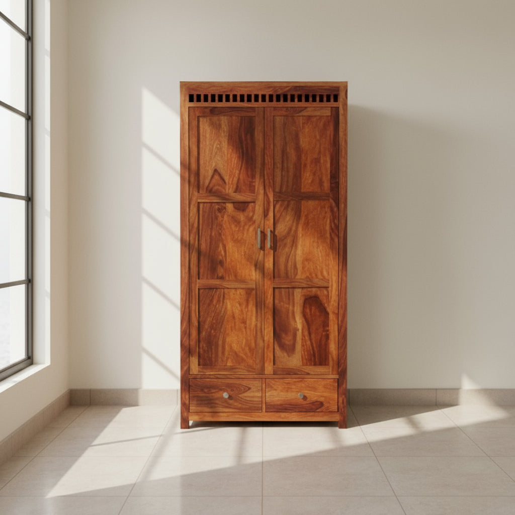 Pilar 2 door sheesham wood wardrobe
