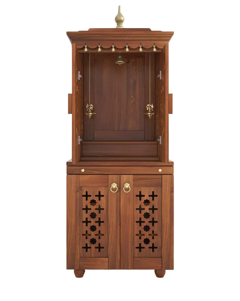 Galina Handcrafted Solid Wood Pooja Mandir for Home with Doors | Home Temple