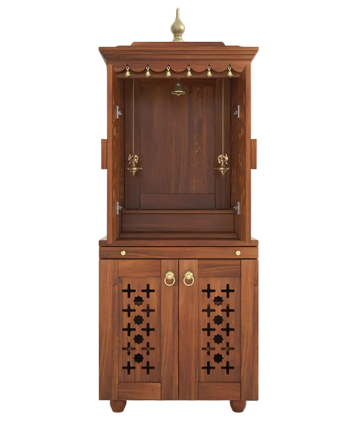 Galina Handcrafted Solid Wood Pooja Mandir for Home with Doors | Home Temple
