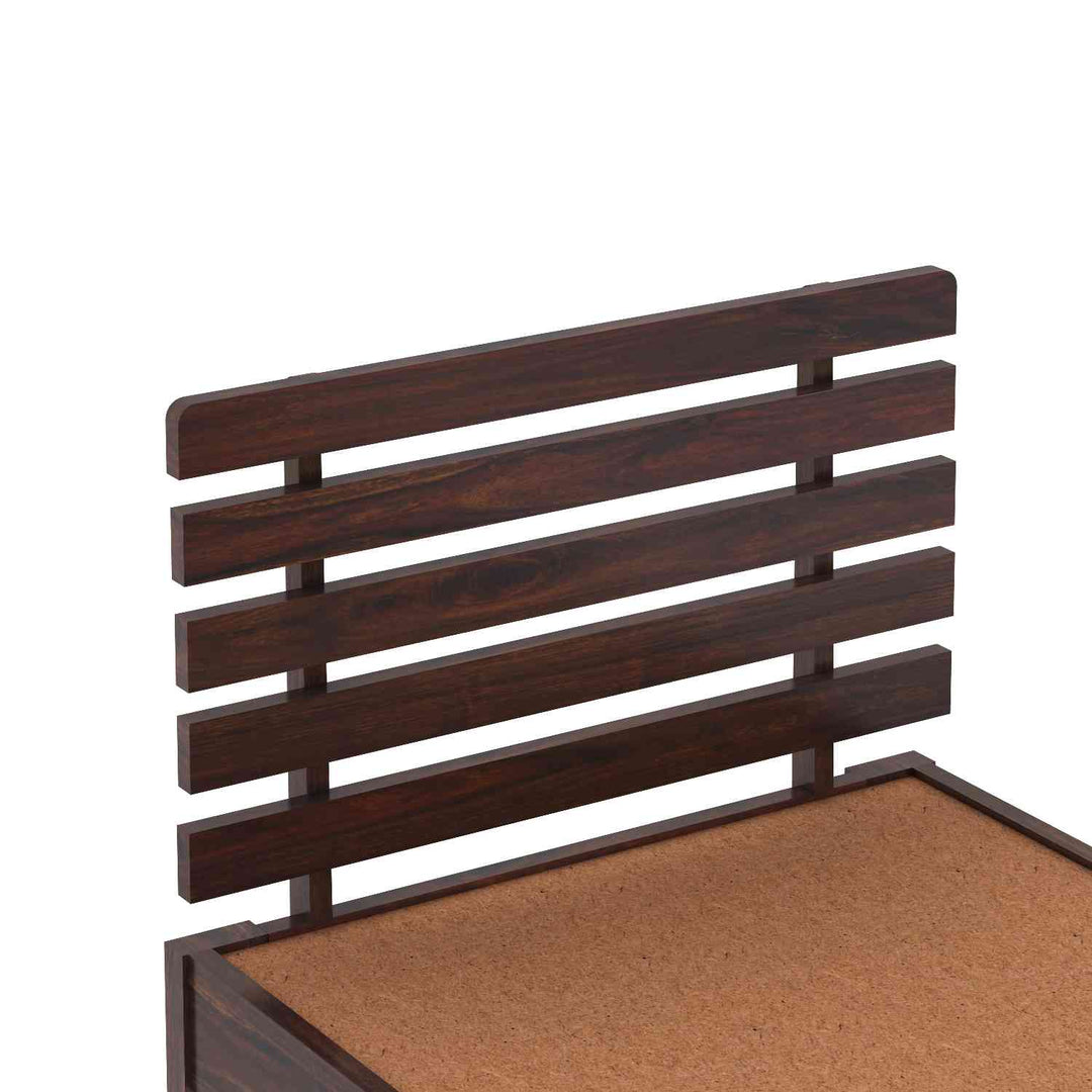 Dominga Solid Sheesham Wood Single Bed Without Storage (Walnut Finish)