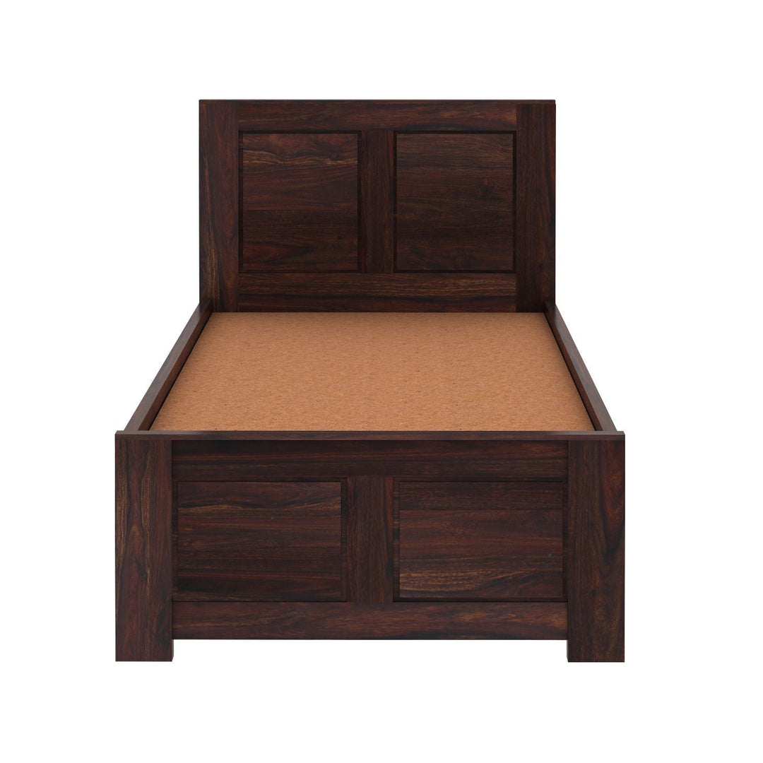 Aitana Solid Sheesham Wood Single Bed Without Storage (Walnut Finish)