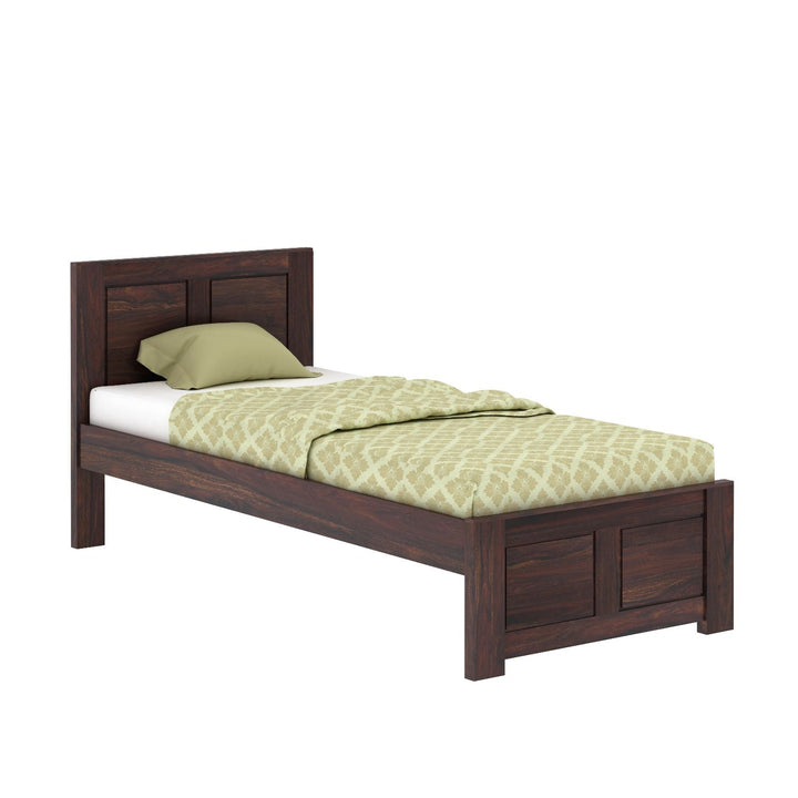 Aitana Solid Sheesham Wood Single Bed Without Storage (Walnut Finish)