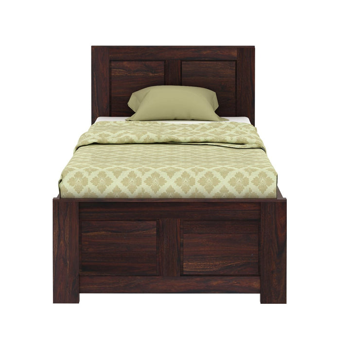 Aitana Solid Sheesham Wood Single Bed Without Storage (Walnut Finish)