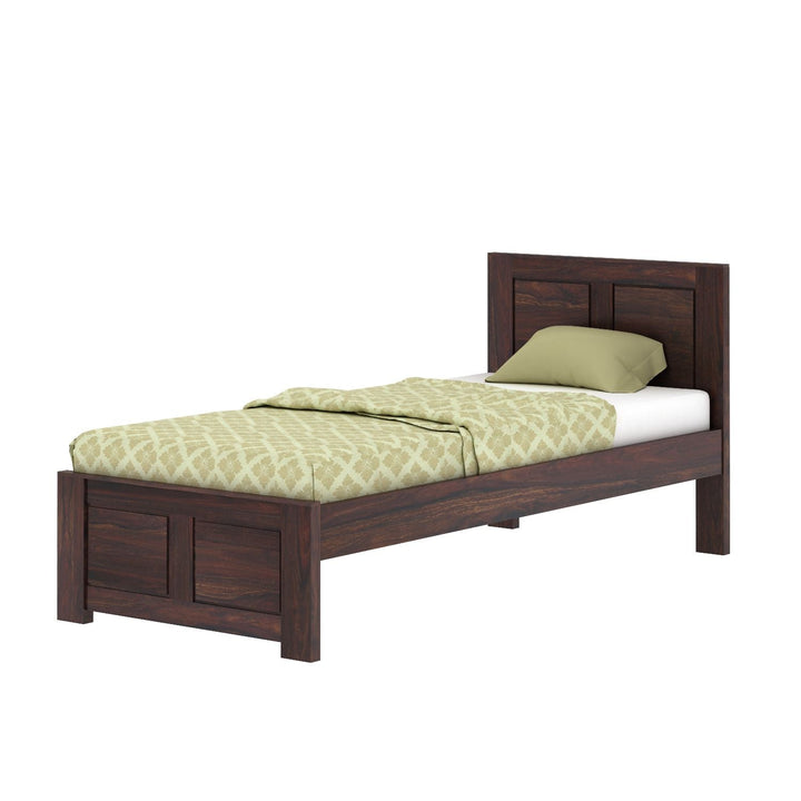Aitana Solid Sheesham Wood Single Bed Without Storage (Walnut Finish)