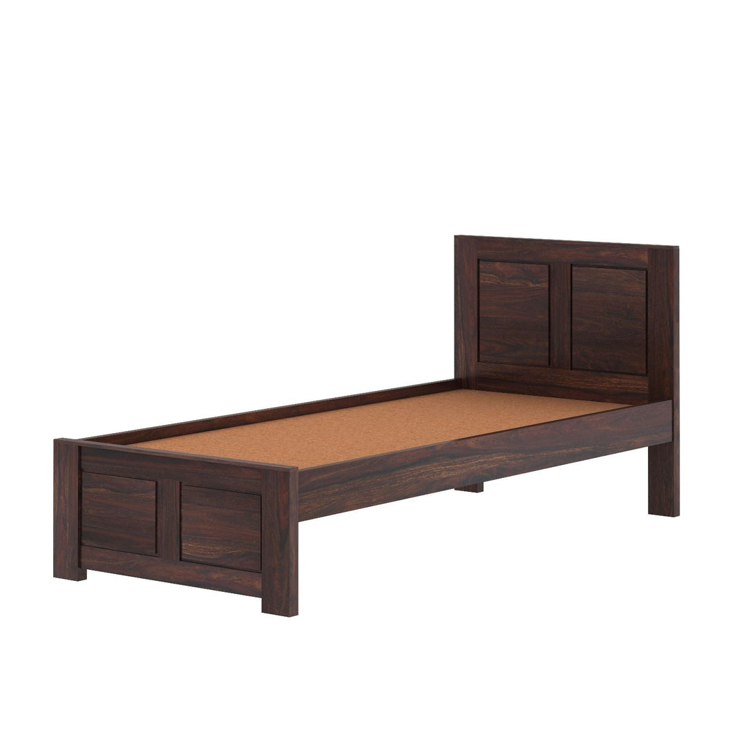 Aitana Solid Sheesham Wood Single Bed Without Storage (Walnut Finish)