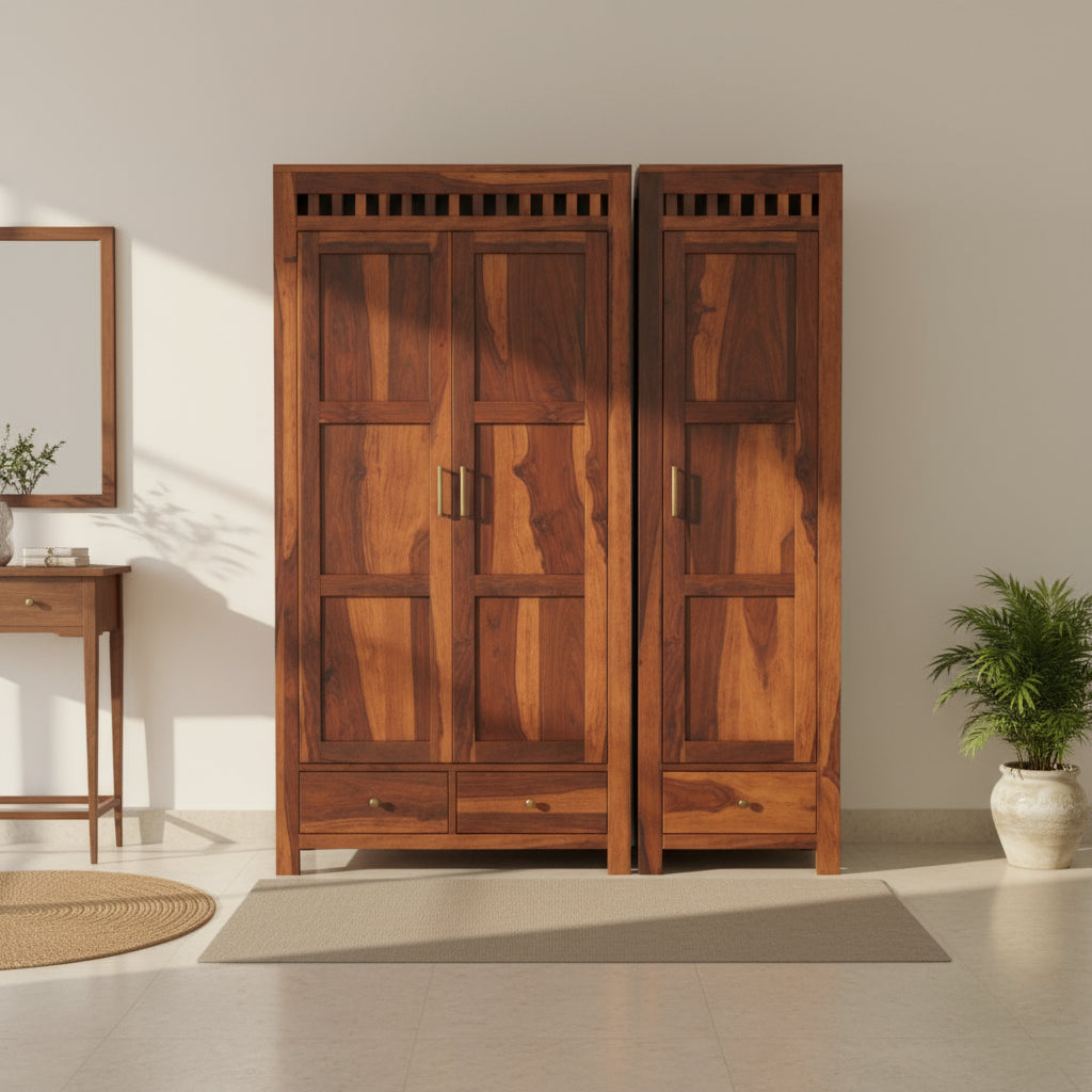 Sara sheesham wood 3 door wardrobe