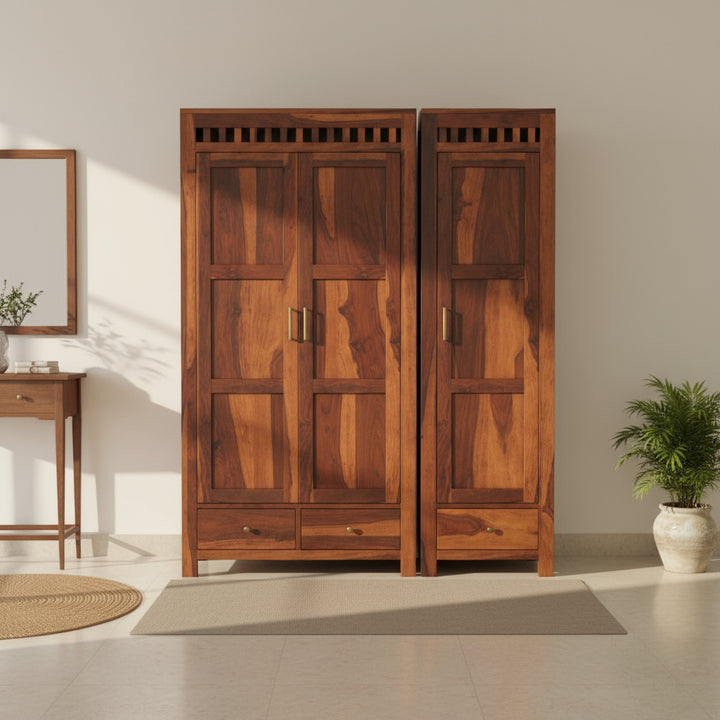 Sara sheesham wood 3 door wardrobe