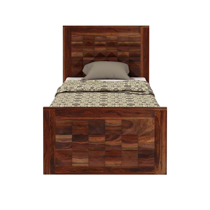 Filomena Solid Sheesham Wood Single Bed With Two Drawer (Natural Finish)