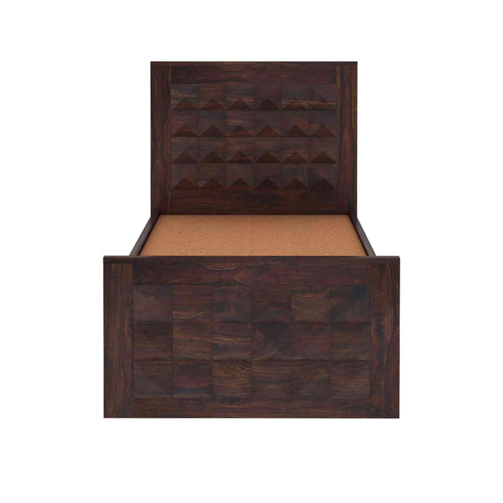 Flor Solid Sheesham Wood Single Bed With Two Drawer (Walnut Finish)