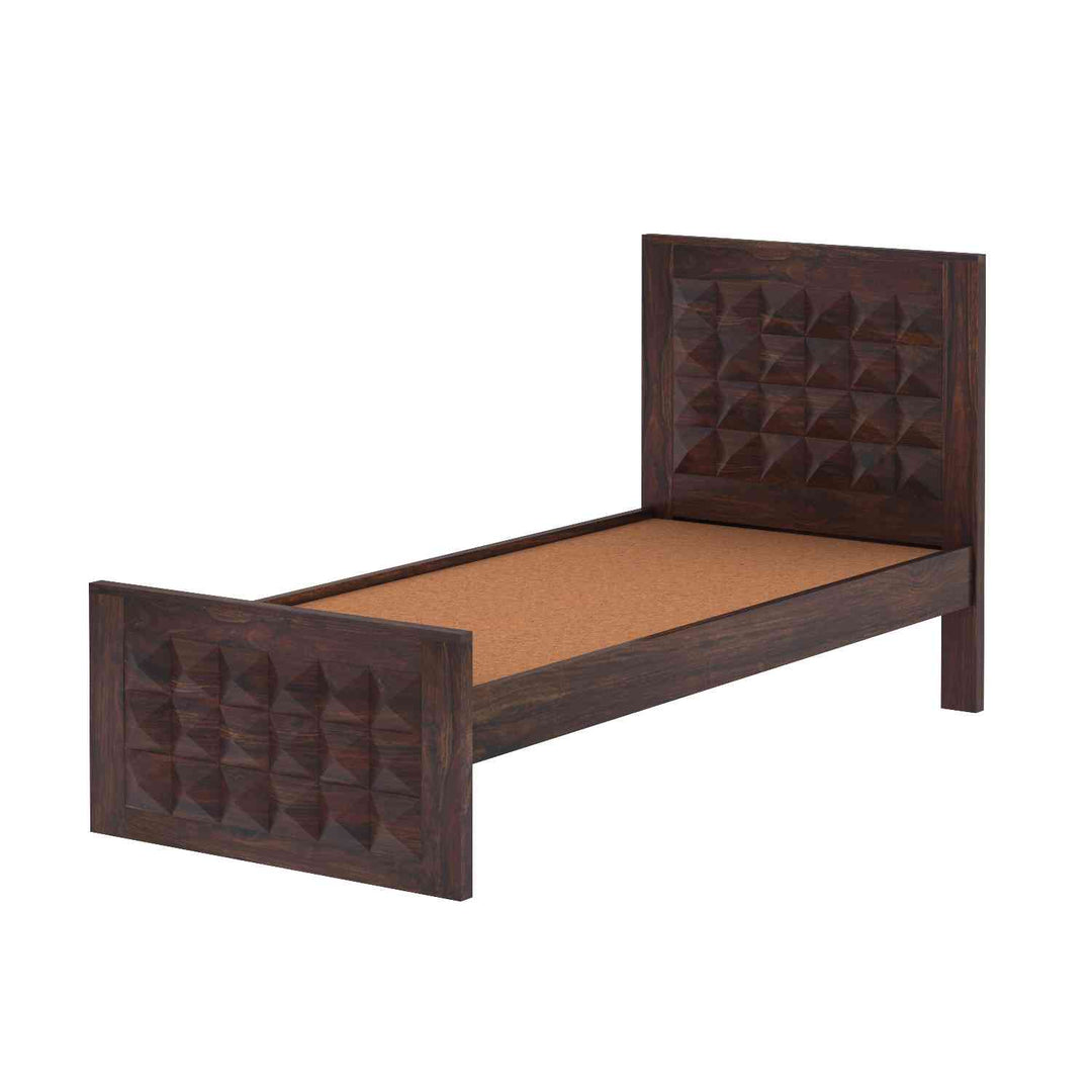 Gisela Solid Sheesham Wood Single Bed Without Storage (Walnut Finish)