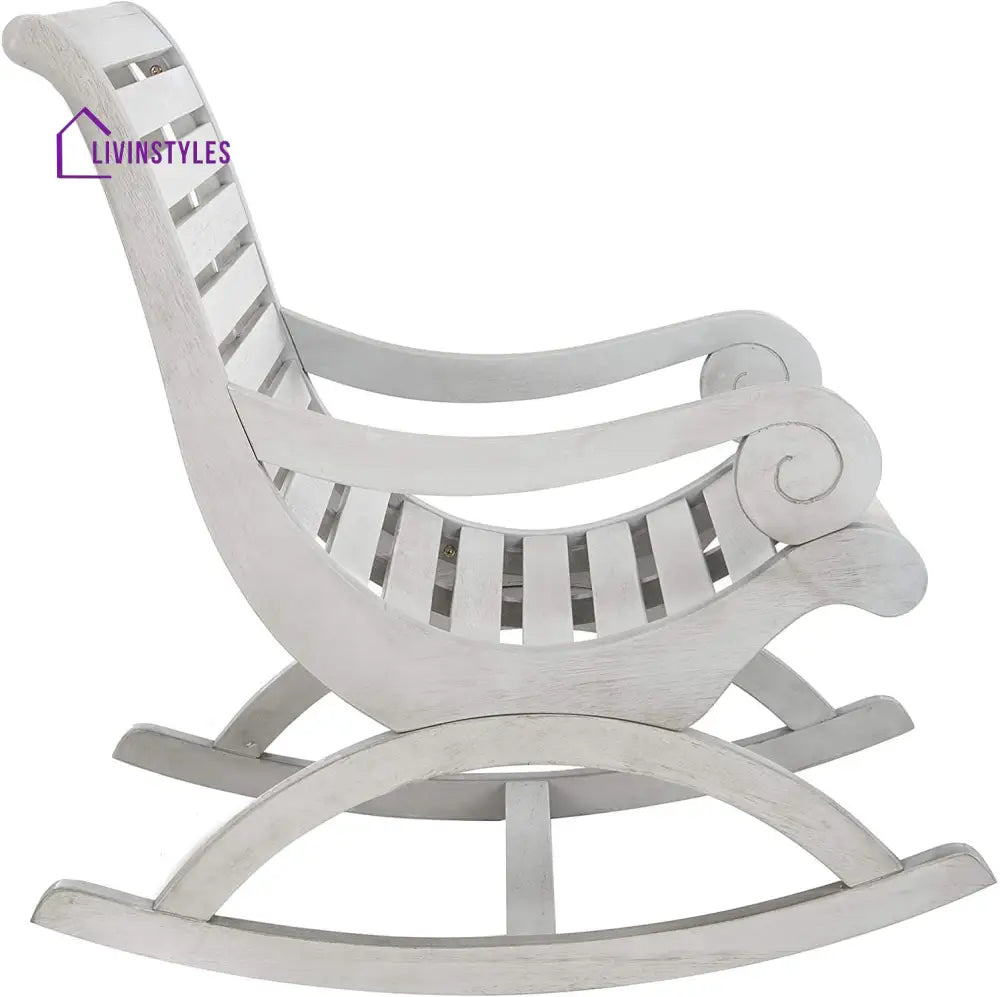 Abram Outdoor Collection Sonora Mango Wood White Rocking Chair