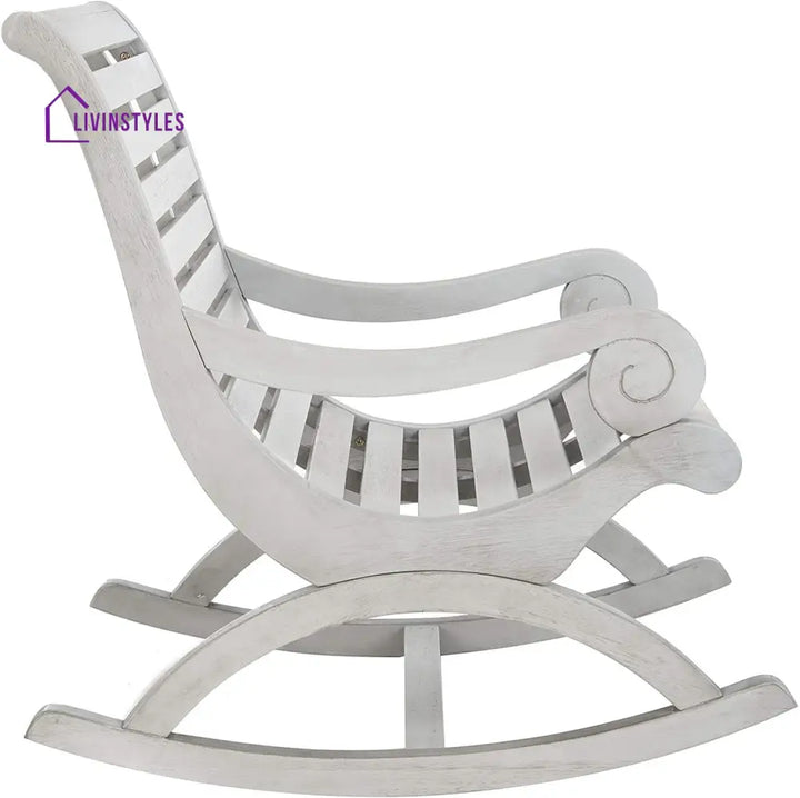 Abram Outdoor Collection Sonora Mango Wood White Rocking Chair