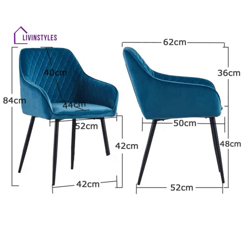 Agafia Velvet Dining Chair Blue Furniture