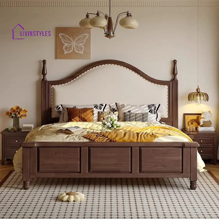 Alla Solid Walnut Wood Bed for Luxury Homes