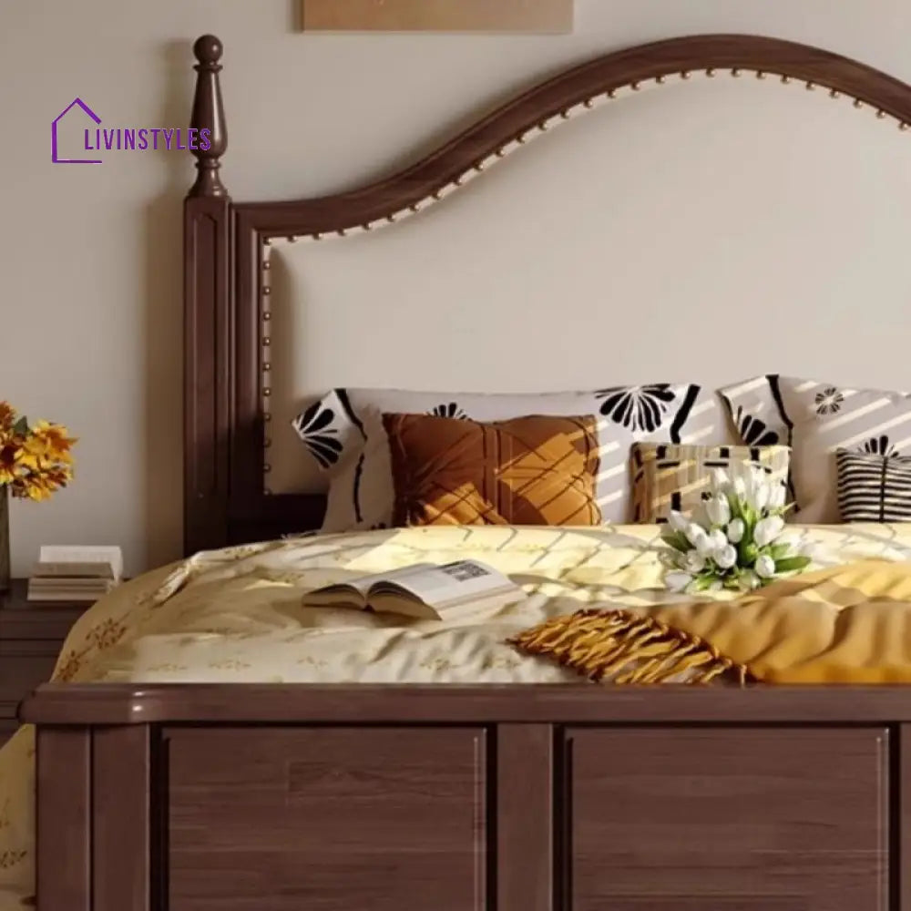 Alla Solid Walnut Wood Bed for Luxury Homes