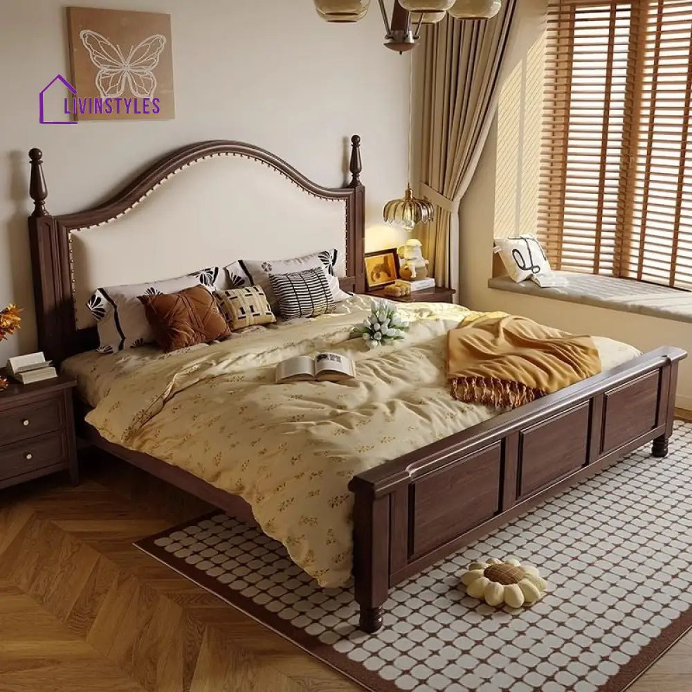 Alla Solid Walnut Wood Bed for Luxury Homes