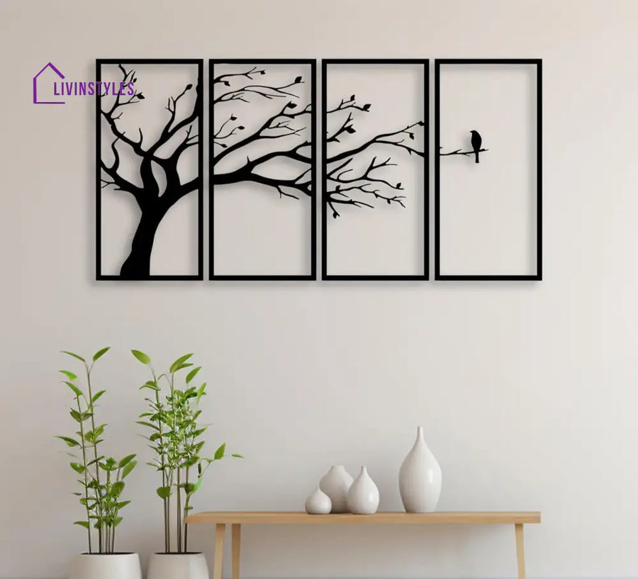 Alone Bird In Forest Wooden Wall Art