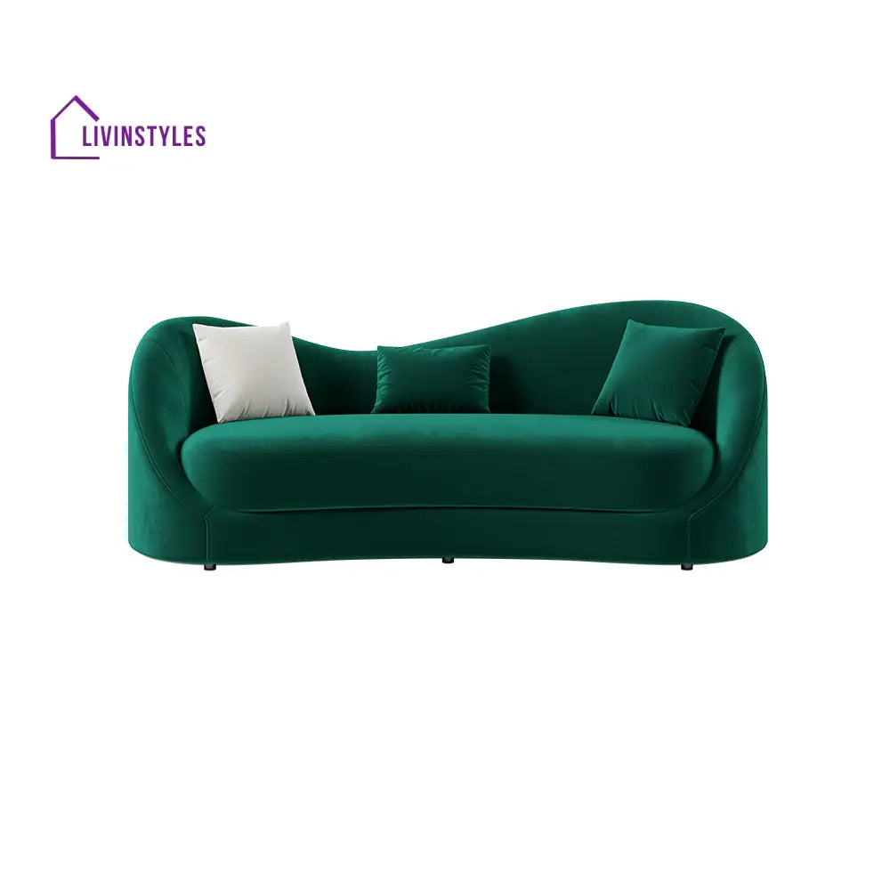 Amara Green Upholstered Sofa 3 Seater For Living Room