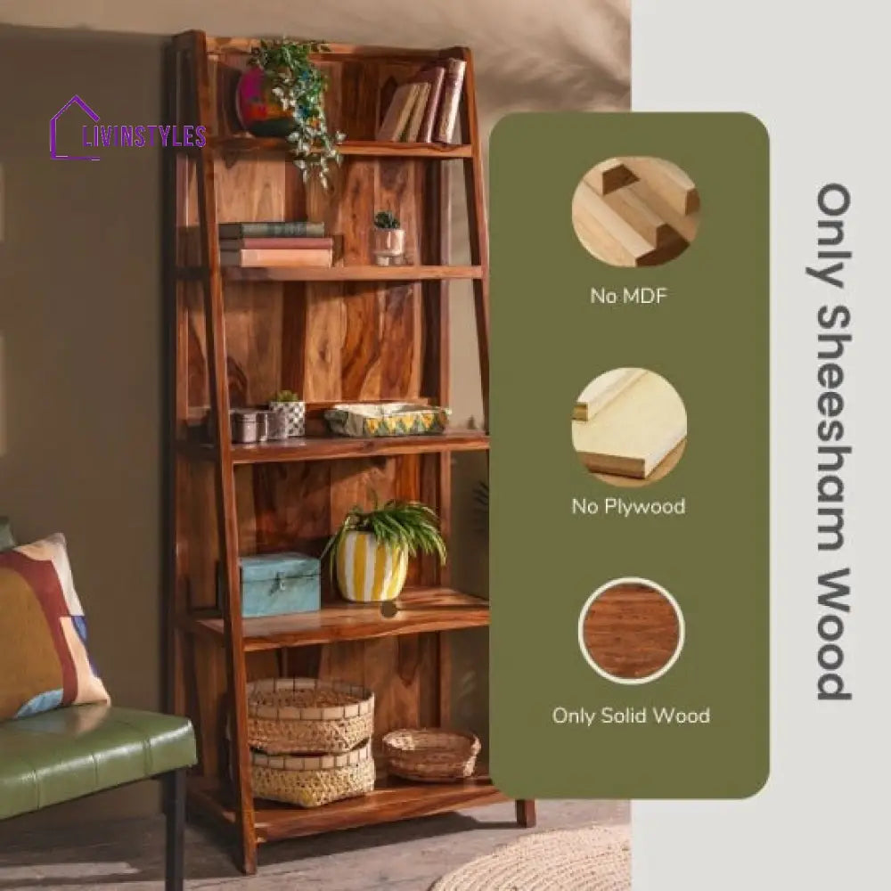 Aniket Ladder Bookshelf Large (Standard Honey Finish)