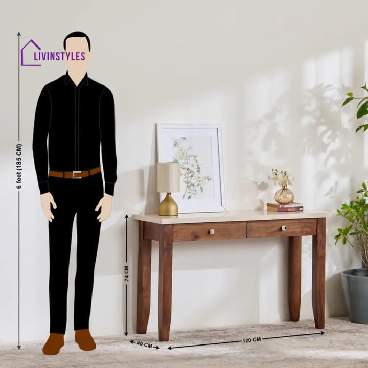 Aniket Solid Wood and Marble Top Console Table