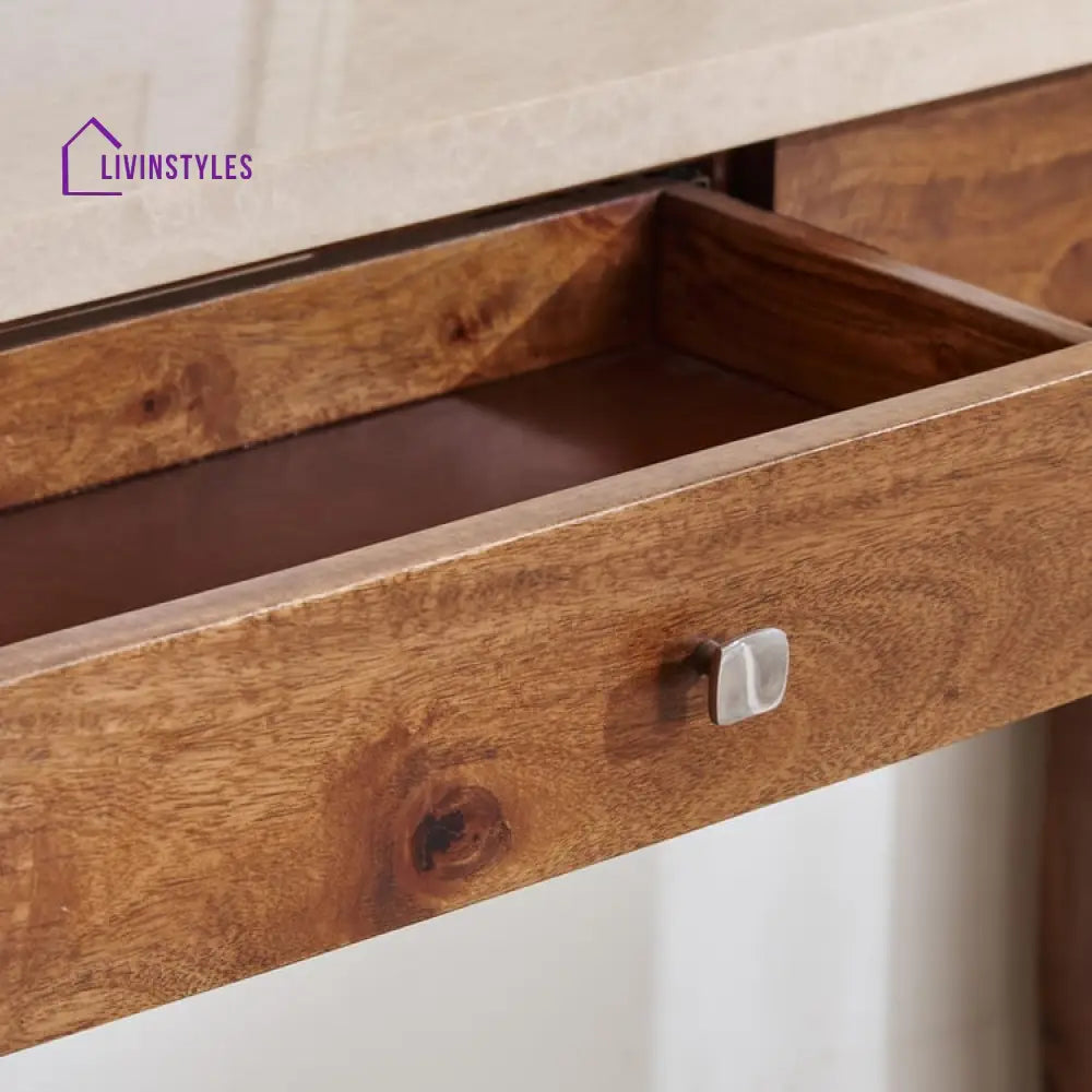 Aniket Solid Wood and Marble Top Console Table