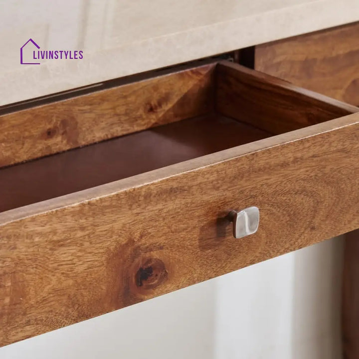 Aniket Solid Wood and Marble Top Console Table