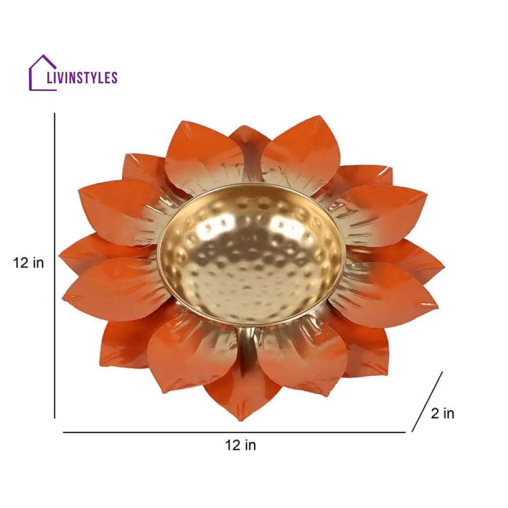 Antique Brass Colorful Lotus Leaves Design Urli