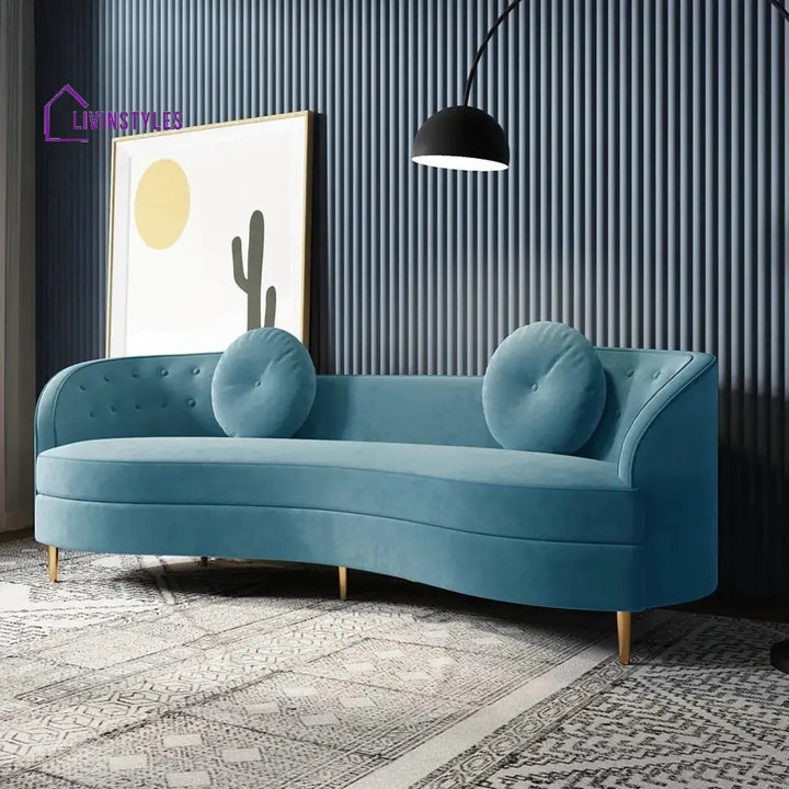 Antonina 3 Seater Sofa for Living Room Peacock Blue