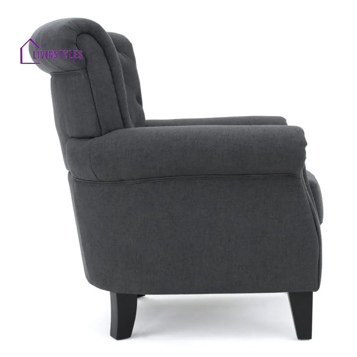 Anvita Solid Wood and Fabric Arm Chair | Living Room Chair | Lounge Chair