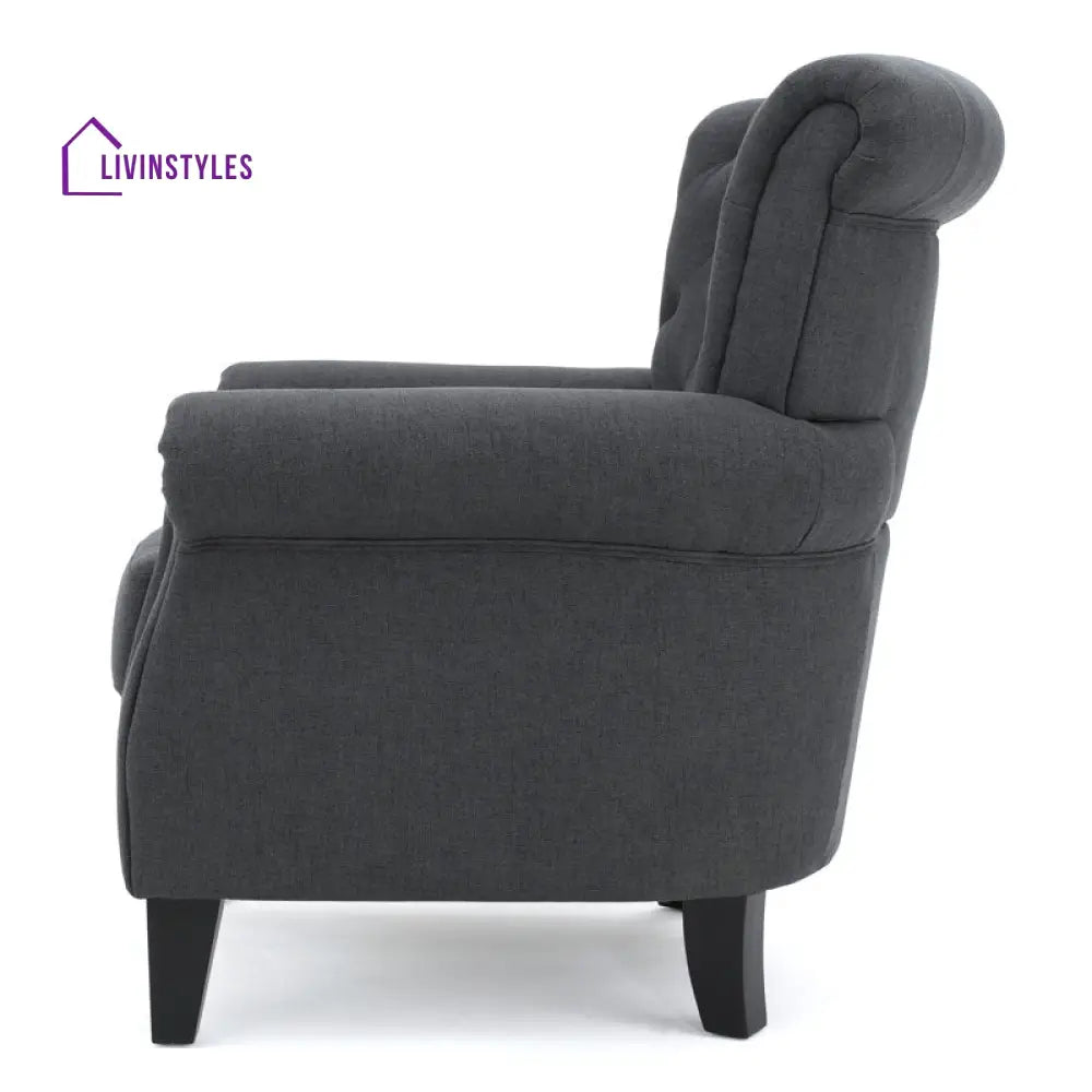 Anvita Solid Wood and Fabric Arm Chair | Living Room Chair | Lounge Chair