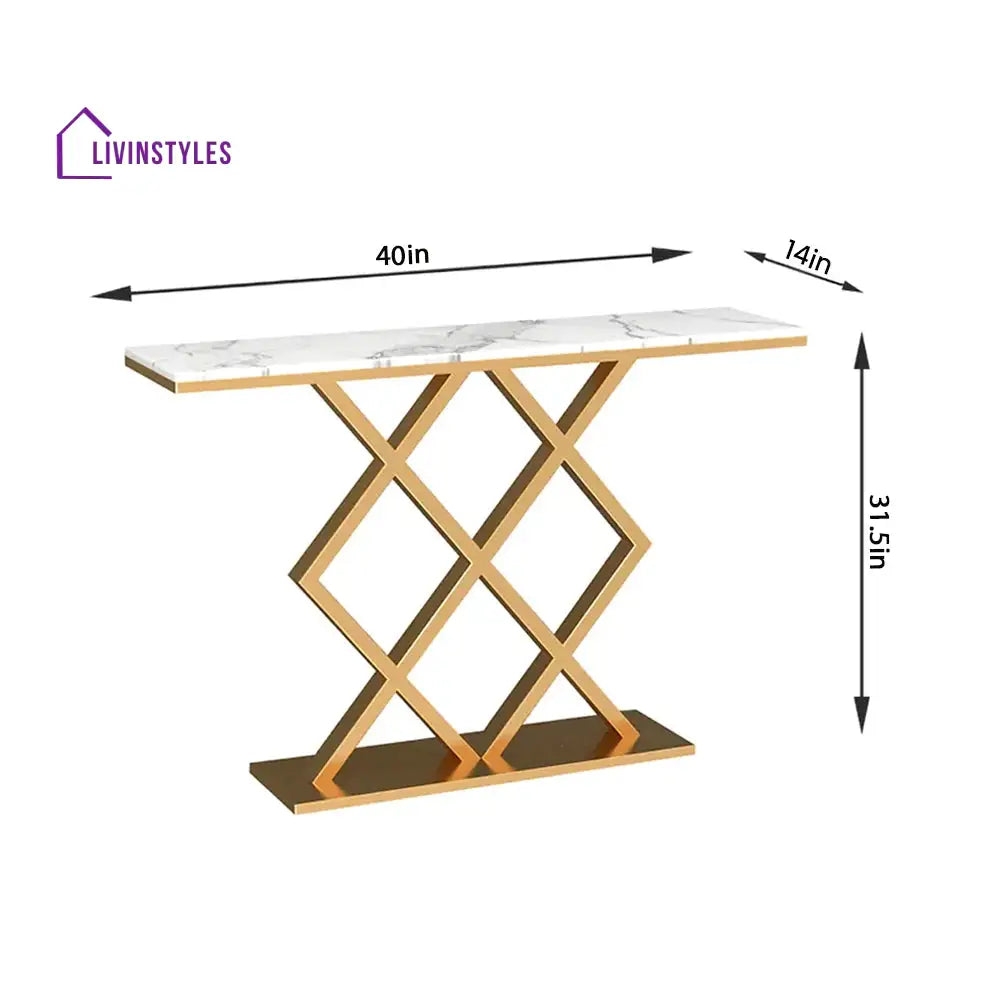 Ashwin Contemporary Console Table In Geometric Criss Cross Pattern End Tables