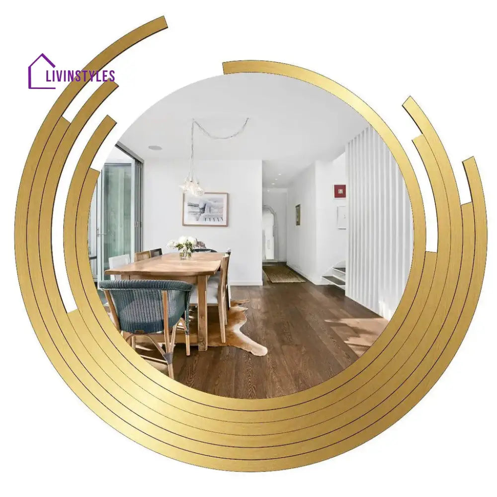 Asymmetric Golden Finish Wall Mirror