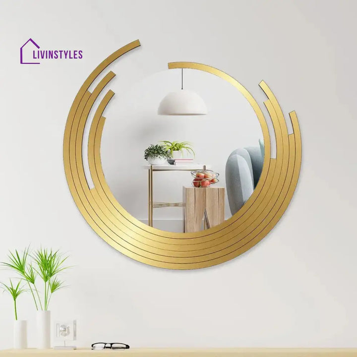 Asymmetric Golden Finish Wall Mirror