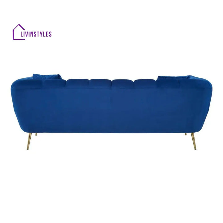 Avgust Flora 3 Seat Midnight Velvet Sofa Living
