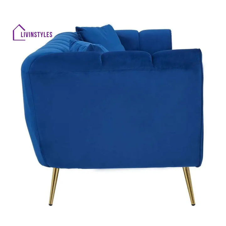 Avgust Flora 3 Seat Midnight Velvet Sofa Living