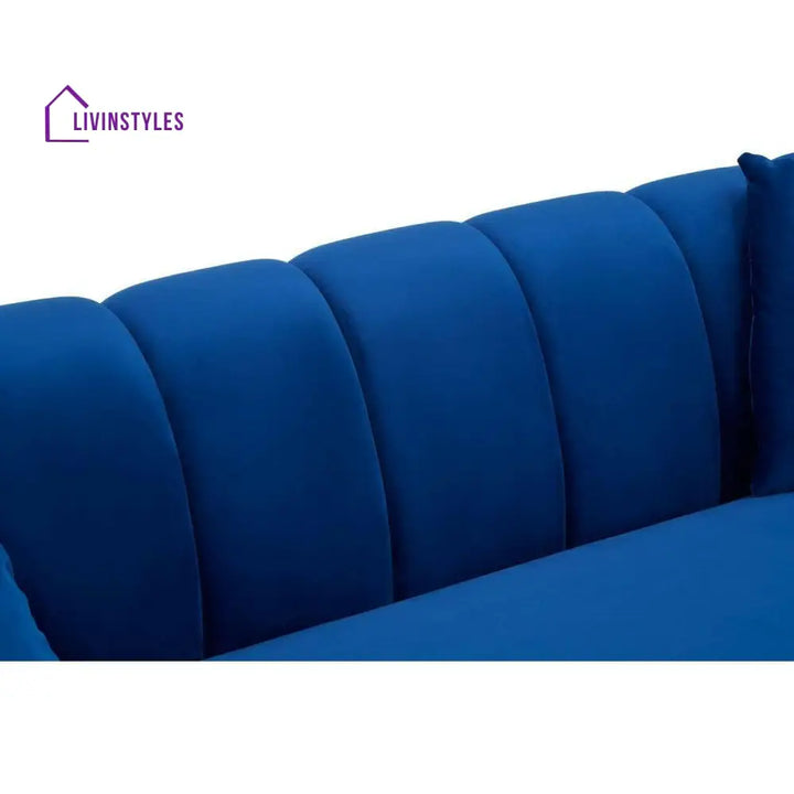 Avgust Flora 3 Seat Midnight Velvet Sofa Living